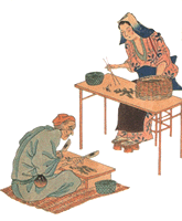 海苔の志たごしらへをする図